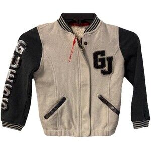 GUESS JEANS GIRLS varsity Logo Jacket Coat Sparkle Sequin Stylish Youth Wear 4/5